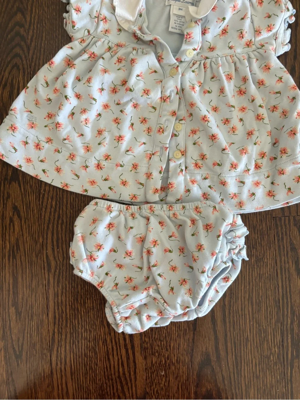 Ralph Lauren Baby Floral Light Blue Dress and bottom set